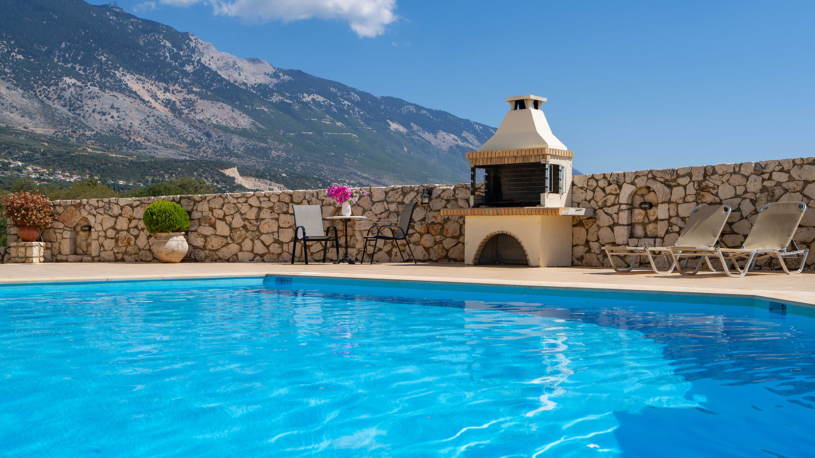Pool & BBQ outside at Villa Loukia, Kefalonia, Greece